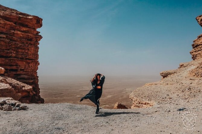 Edge of the World Tour - Tuwaiq Escarpment: Ancient Ocean Bed, Dried Rivers, and Camels Below